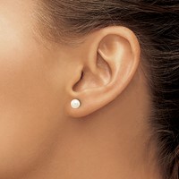 14K 5-6mm White Round Freshwater Cultured Pearl Stud Post Earrings view 3