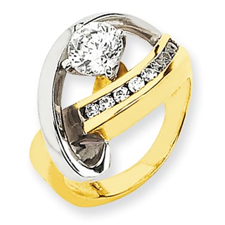 14k Two-tone A Diamond engagement ring