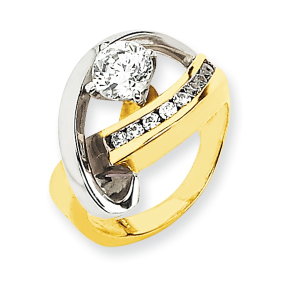 14k Two-tone A Diamond engagement ring