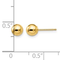 14K 5mm Yellow Gold Polished Puffed Ball Post Earrings view 4