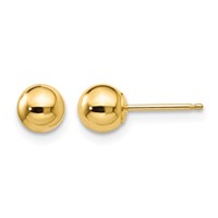 14K 5mm Yellow Gold Polished Puffed Ball Post Earrings view 1