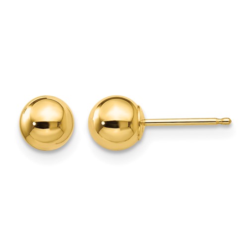 14K 5mm Yellow Gold Polished Puffed Ball Post Earrings