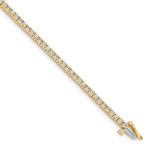 14K Yellow Gold Complete 1.84 Carat Round Aaa Diamond 4-prong Tennis Bracelet, 7"