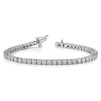 14K White Gold Complete 1.84 Carat Round a Diamond 4-prong Tennis Bracelet, 7" view 3