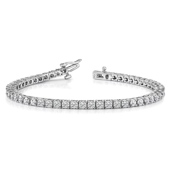 14k White Gold Holds 1.84 carat 66-1.9mm Round Diamond 4-prong 7 inch Tennis Bracelet Mounting