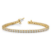 14K Yellow Gold Complete 3.05 Carat Round Aaa Diamond 4-prong Tennis Bracelet, 7" view 3