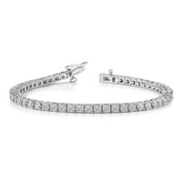 14K White Gold Complete 3.05 Carat Round AA Diamond 4-prong Tennis Bracelet, 7" view 3