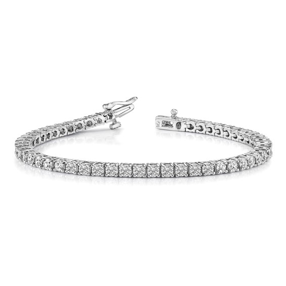 14k White Gold Holds 3.05 carat 61-2.3mm Round Diamond 4-prong 7 inch Tennis Bracelet Mounting