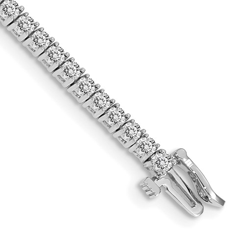 14K White Gold Complete 3.05 Carat Round Aaa Diamond 4-prong Tennis Bracelet, 7"