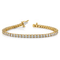14K Yellow Gold Complete 3.92 Carat Round Aaa Diamond 4-prong Tennis Bracelet, 7" view 3