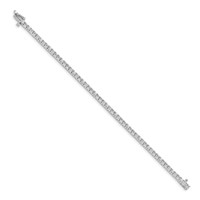 14K White Gold Complete 3.92 Carat Round a Diamond 4-prong Tennis Bracelet, 7" view 2