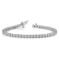 14K White Gold Complete 3.92 Carat Round a Diamond 4-prong Tennis Bracelet, 7" view 3