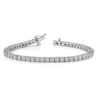 14K White Gold Complete 3.92 Carat Round a Diamond 4-prong Tennis Bracelet, 7" view 5