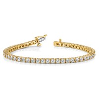 14K Yellow Gold Complete 4.92 Carat Round Aaa Diamond 4-prong Tennis Bracelet, 7" view 5
