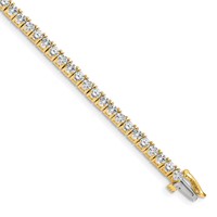 14K Yellow Gold Complete 4.92 Carat Round Aaa Diamond 4-prong Tennis Bracelet, 7" view 1