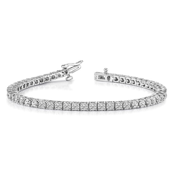 14k White Gold Holds 4.92 carat 52-2.9mm Round Diamond 4-prong 7 inch Tennis Bracelet Mounting