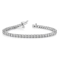 14K White Gold Complete 4.92 Carat Round AA Diamond 4-prong Tennis Bracelet, 7" view 5