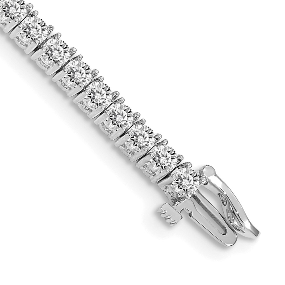 14K White Gold Complete 4.92 Carat Round AA Diamond 4-prong Tennis Bracelet, 7"