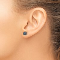 14K 6-7mm Black Button Freshwater Cultured Pearl Stud Post Earrings view 3