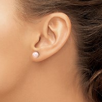 14K 6-7mm Pink Button Freshwater Cultured Pearl Stud Post Earrings view 3