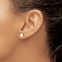14K 6-7mm Purple Button Freshwater Cultured Pearl Stud Post Earrings view 3