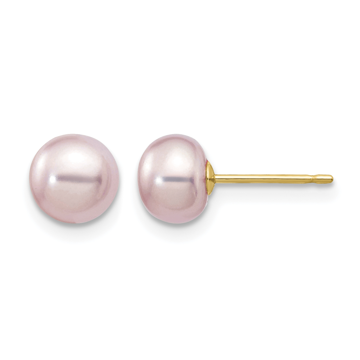 14k 6-7mm Purple Button Freshwater Cultured Pearl Stud Post Earrings (X60BPU)