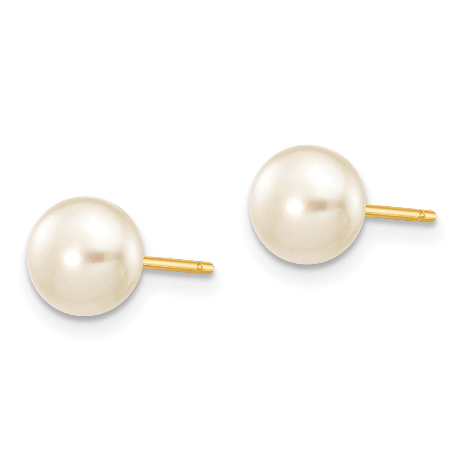 14k 6-7mm White Button Freshwater Cultured Pearl Stud Post Earrings X60BW detailed image 2