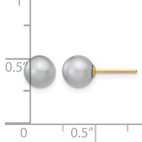 14K Yellow Gold 6-7mm Grey Round Freshwater Cultured Pearl Stud Post Earrings view 4