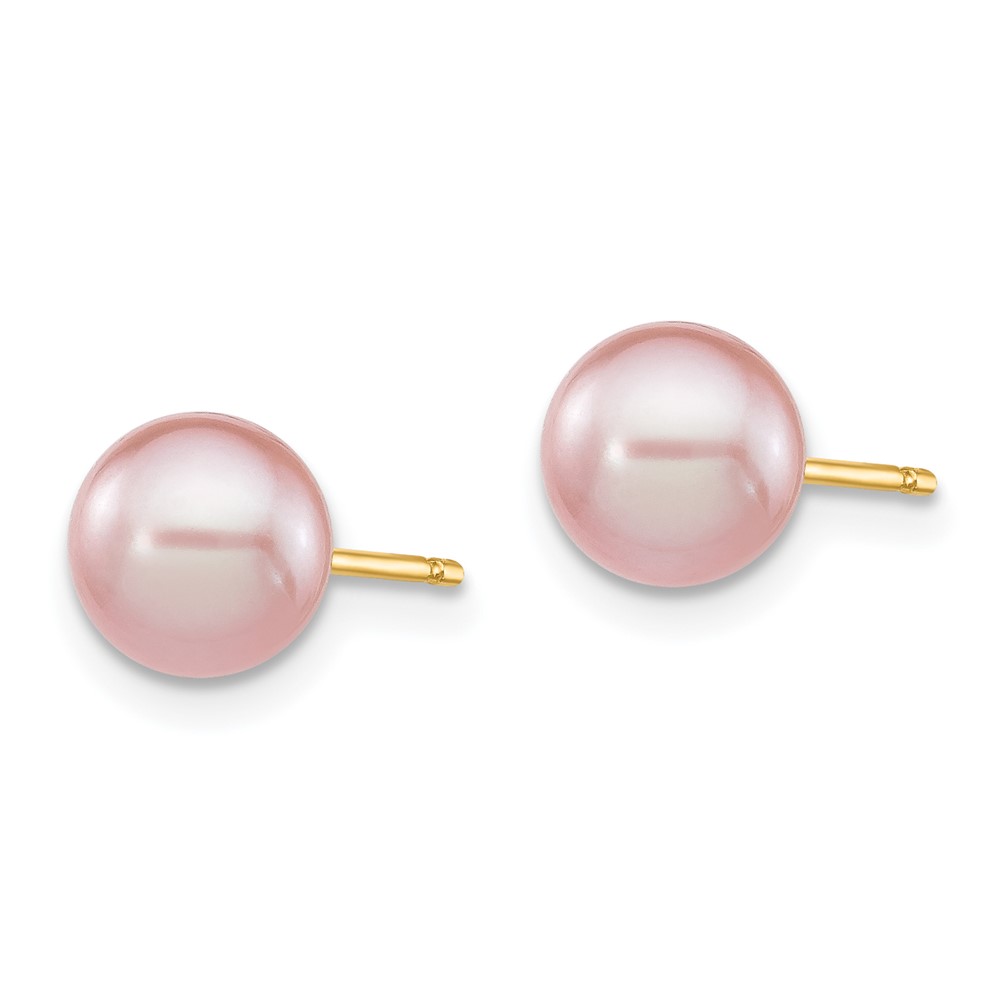 14k 6-7mm Purple Round Freshwater Cultured Pearl Stud Post Earrings (X60PPU)