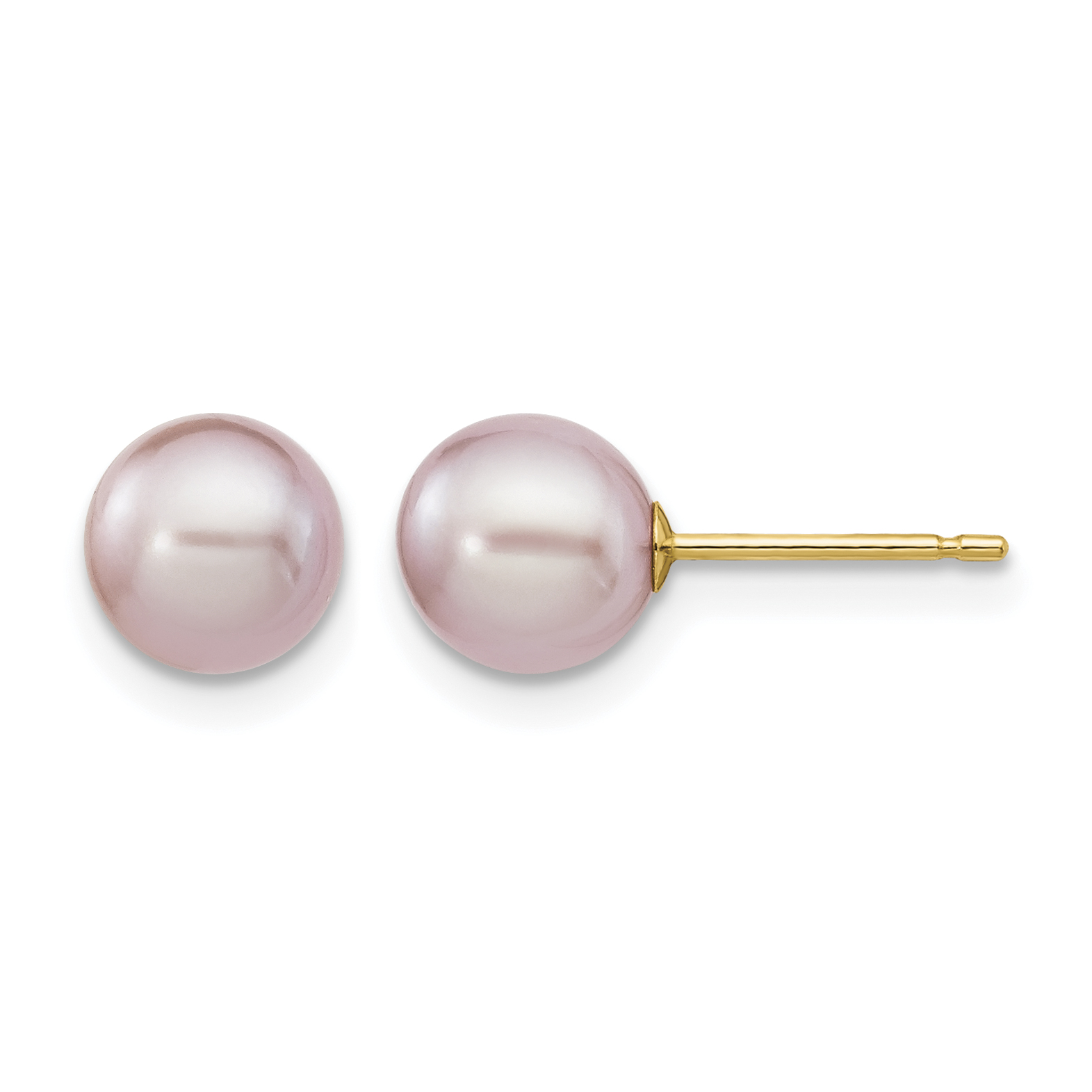 14k 6-7mm Purple Round Freshwater Cultured Pearl Stud Post Earrings (X60PPU)