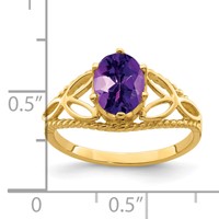 14K 8x6mm Oval Amethyst Filigree Ring view 2