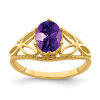 14K 8x6mm Oval Amethyst Filigree Ring view 1
