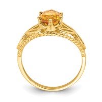 14K Yellow Gold 8x6mm Oval Citrine Filigree Ring view 2