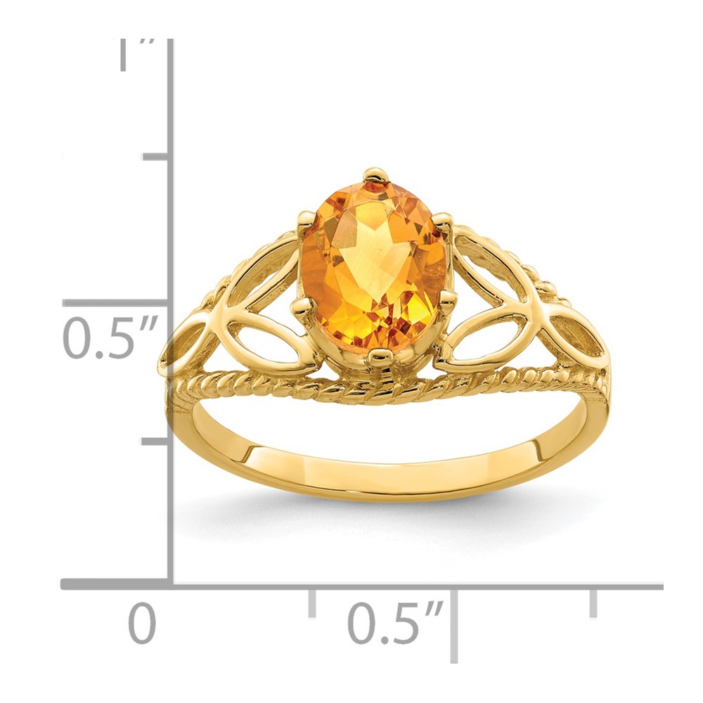 14k 8x6mm Oval Citrine ring (X6102CI)