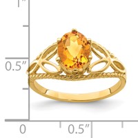 14K Yellow Gold 8x6mm Oval Citrine Filigree Ring view 4