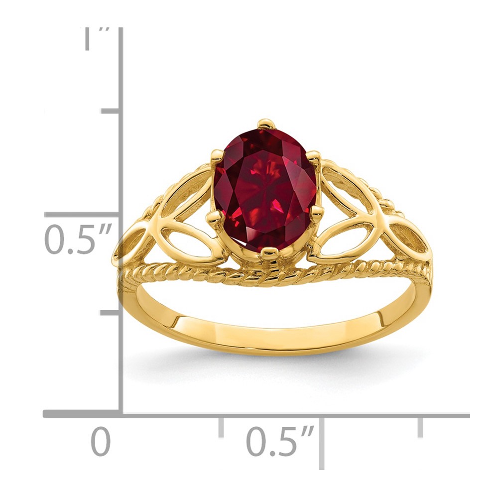 14k 8x6mm Oval Created Ruby ring (X6102CR)