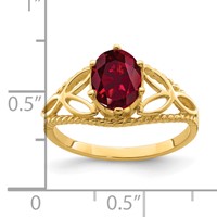 14K Yellow Gold 8x6mm Oval Lab-Created Ruby Filigree Ring view 2