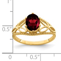 14K Yellow Gold 8x 6mm Oval Garnet Filigree Ring view 2