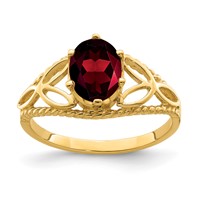 14K Yellow Gold 8x 6mm Oval Garnet Filigree Ring view 1