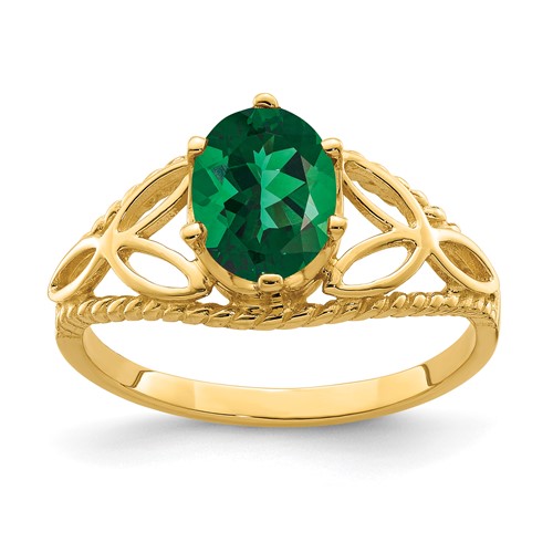 14K Yellow Gold 8x 6mm Oval Mount St. Helens Filigree Ring