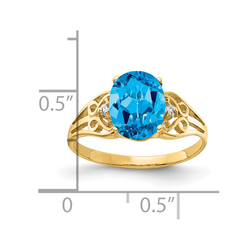 14k 9x7mm Oval Blue Topaz AA Diamond ring (X6106BT/AA)