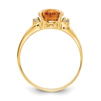 14K Yellow Gold 9x7mm Oval Citrine and AA Diamond Ring view 2