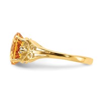 14K Yellow Gold 9x7mm Oval Citrine and AA Diamond Ring view 4