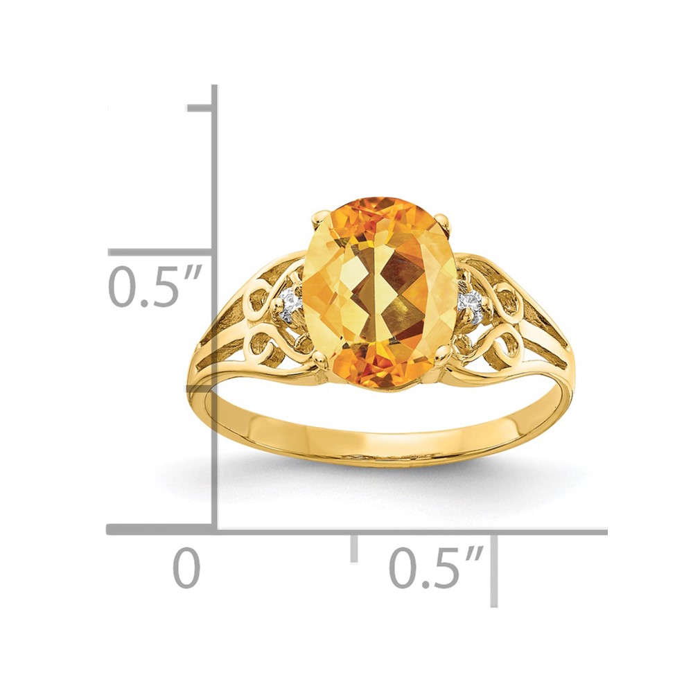 14k 9x7mm Oval Citrine AA Diamond ring (X6106CI/AA)