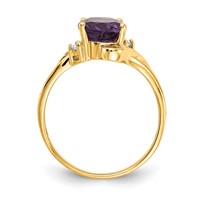 14K 9x7mm Oval Amethyst and Aaa Diamond Ring view 2