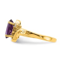 14K 9x7mm Oval Amethyst and Aaa Diamond Ring view 4