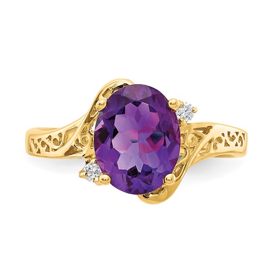 Oval Gemstone & Diamond Filigree Rings