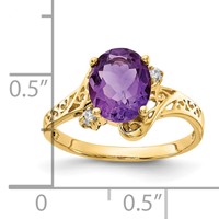 14K 9x7mm Oval Amethyst and Aaa Diamond Ring view 3