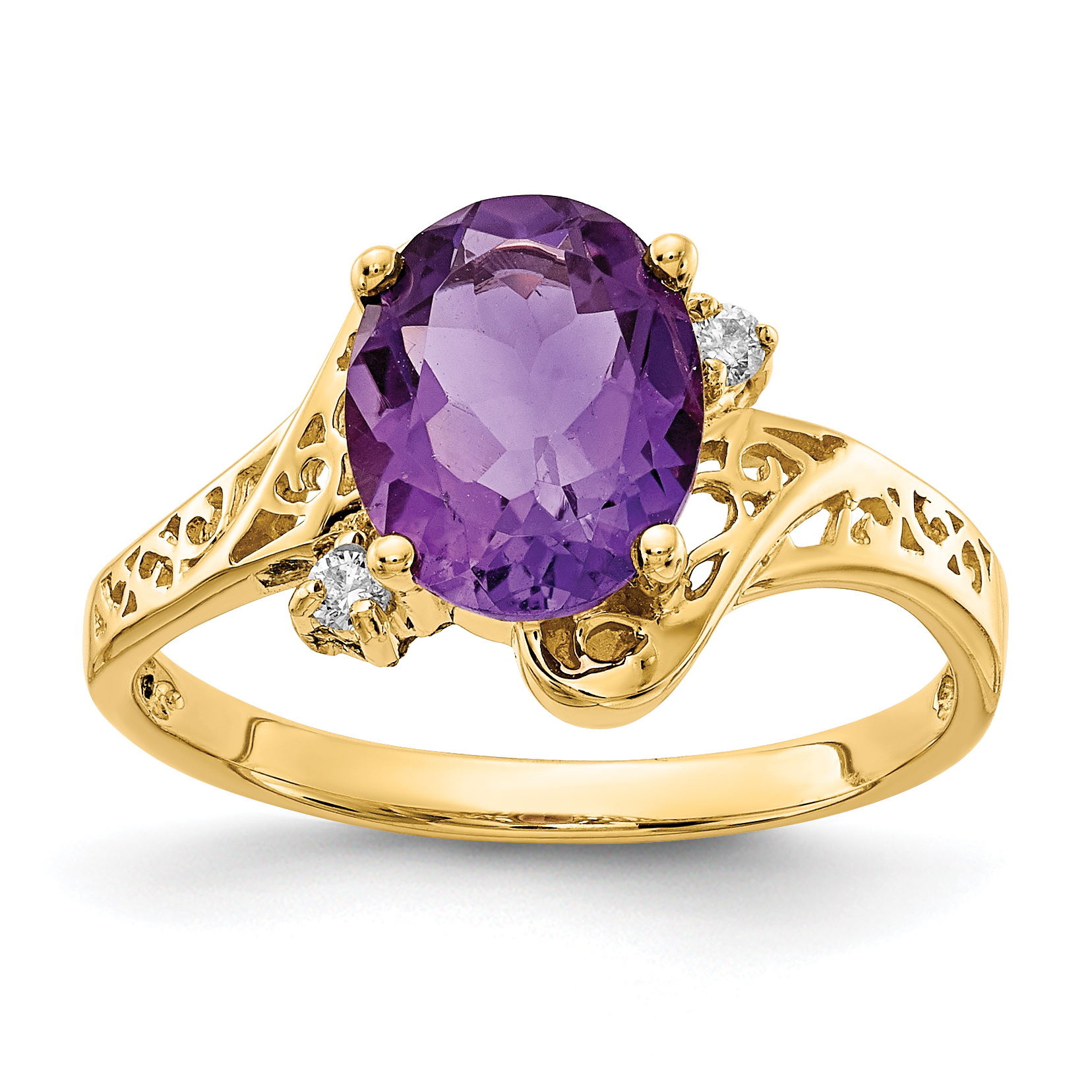 14k 9x7mm Oval Amethyst AA Diamond ring (X6107AM/AA)