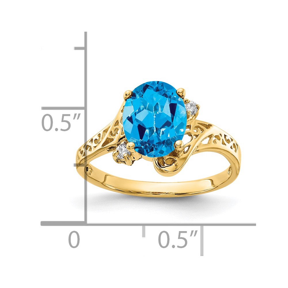 14k 9x7mm Oval Blue Topaz AA Diamond ring (X6107BT/AA)